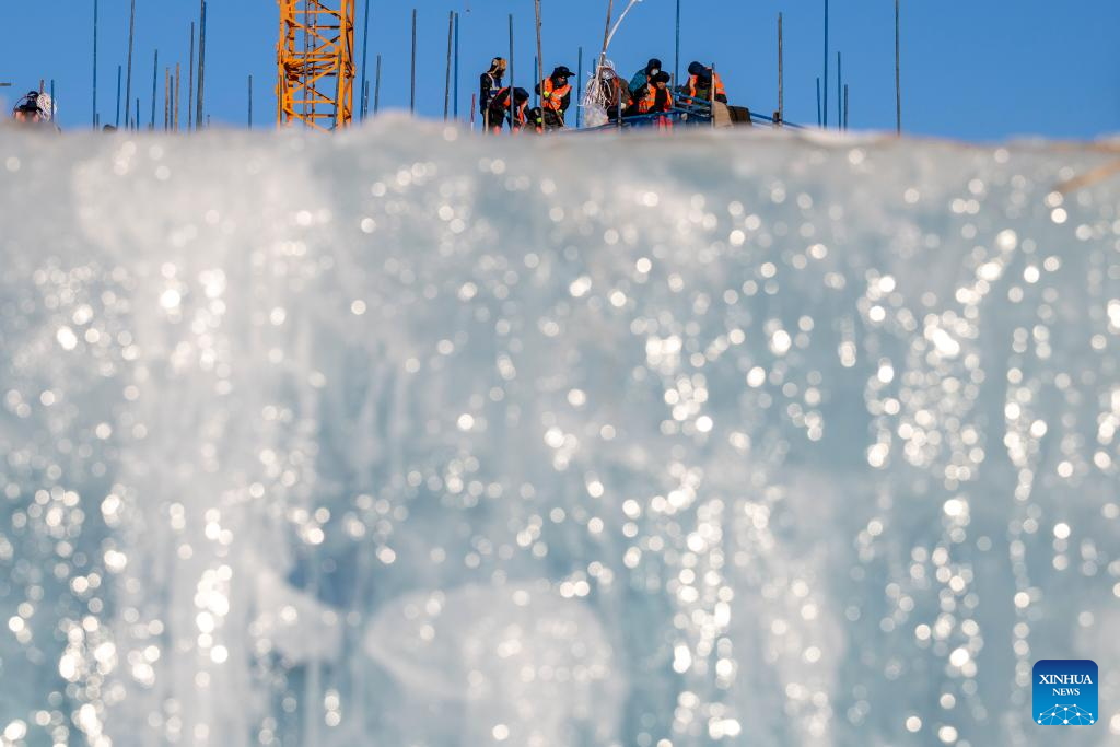 27th edition of Ice and Snow World in Harbin under construction